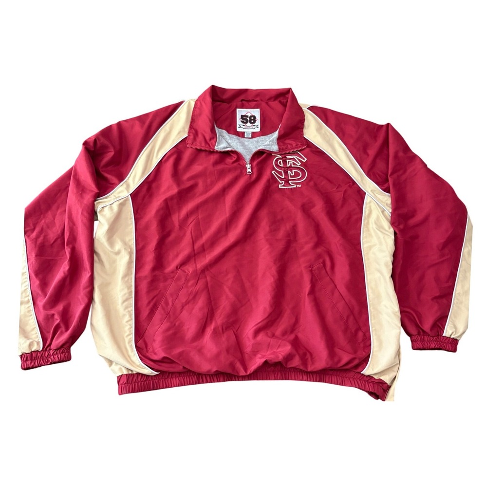 58 Sports Florida State Seminoles Windbreaker Jacket Mens XXL Red Gold 1/4 Zip